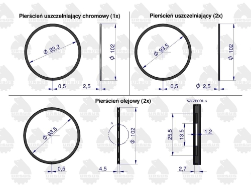 Komplet pierścieni tłokowych silnika na 1-tłok K11437, K1-1312-000 C-330 ORYGINAŁ URSUS 2