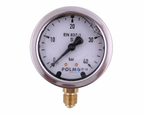 Manometr glicerynowy M63 0-40 bar dolne przyłącze G1/4" POLMO 2