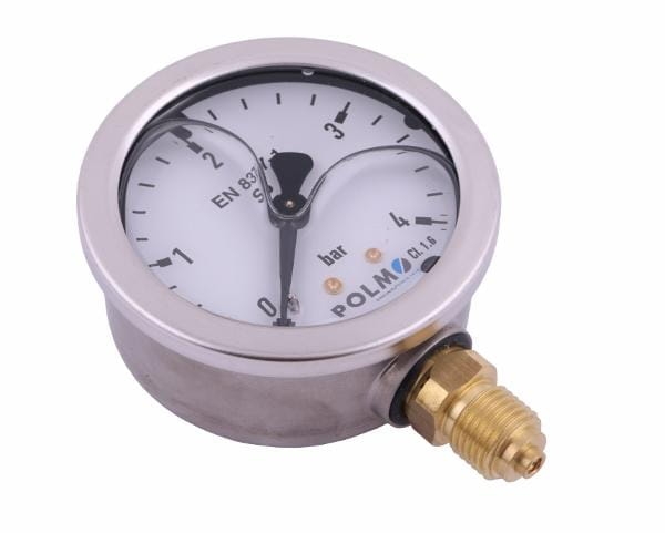 Manometr glicerynowy M63 0-4 bar dolne przyłącze G1/4" POLMO