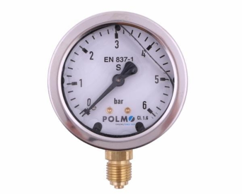 Manometr glicerynowy M63 0-6 bar dolne przyłącze G1/4" POLMO 2