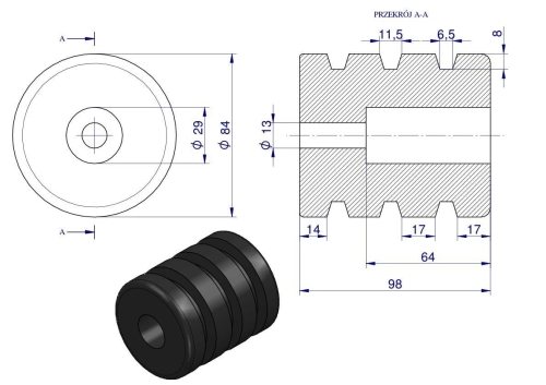 Resor odbój gumowy otwór mocujący 13mm wysokość 100mm NR-195 Przyczepa 2