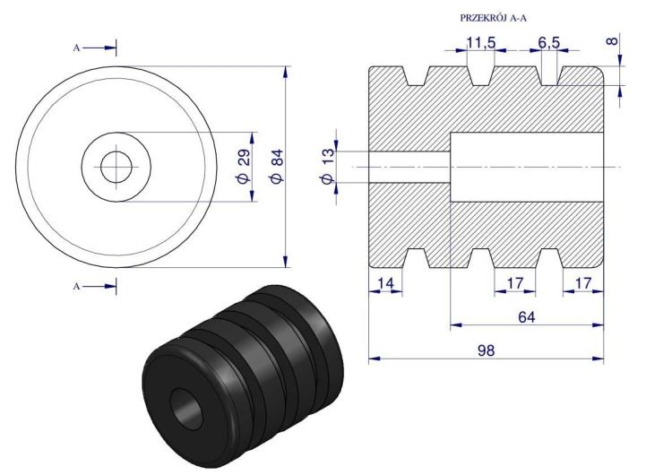 Resor odbój gumowy otwór mocujący 13mm wysokość 100mm NR-195 Przyczepa 2