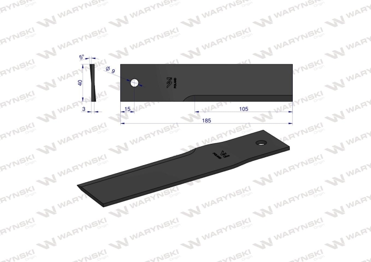 Nóż stały rozdrabniacz słomy sieczkarnia DYMINY/ŻUKOWO fi-9 WARYŃSKI (2)