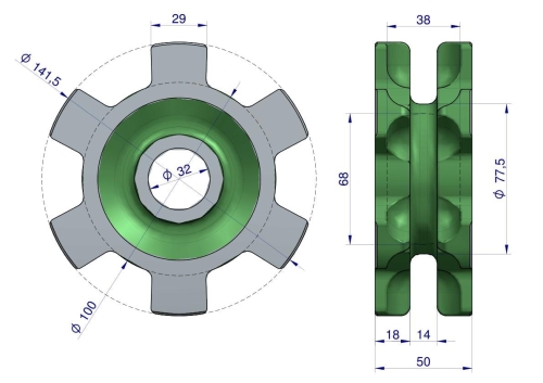 Koło prowadzące gniazdowe Fortschritt T-088 Rozrzutnik 2