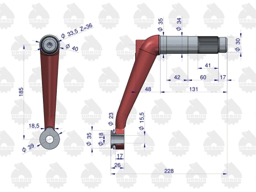 Ramię mechanizmu kierowniczego lewe C-330 ORYGINAŁ URSUS 2