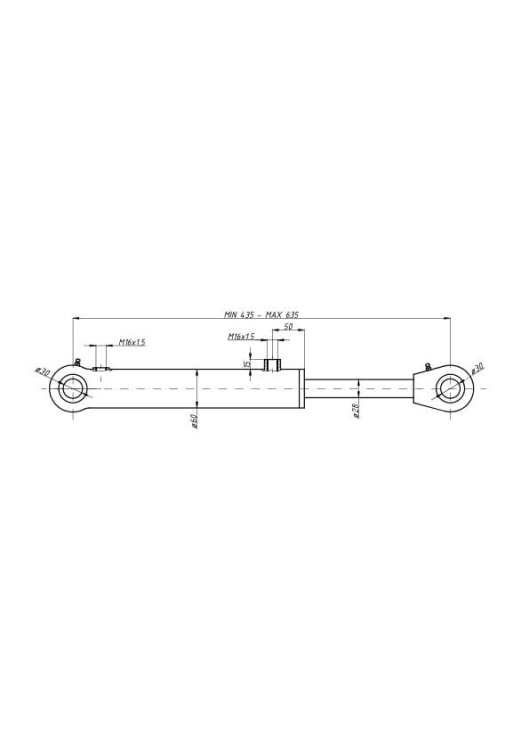 Cylinder wspomagania układu kierowniczego CJF-50/28/200Z, 5040995210 (sworzeń 30mm) Bizon 2