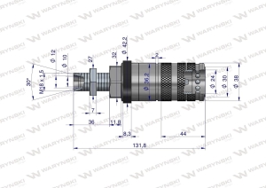 Szybkozłącze hydrauliczne zrywalne seria WIA3CV (3CFPV) gniazdo long M18x1.5 gwint zewnętrzny EURO PUSH-PULL (ISO 7241-A) Waryński  2