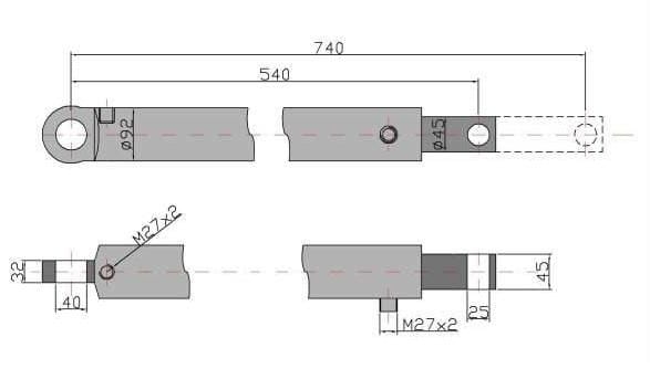 Cylinder hydrauliczny siłownik cyklop podpory lewy Kraj (2)