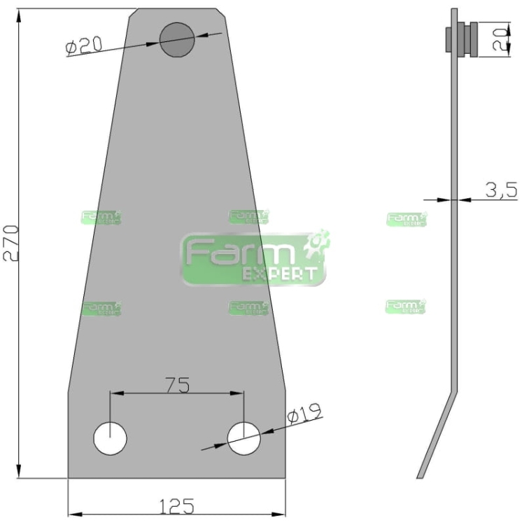 Trzymak noża kosiarka rotacyjna czeska 95036401 5089040060 2