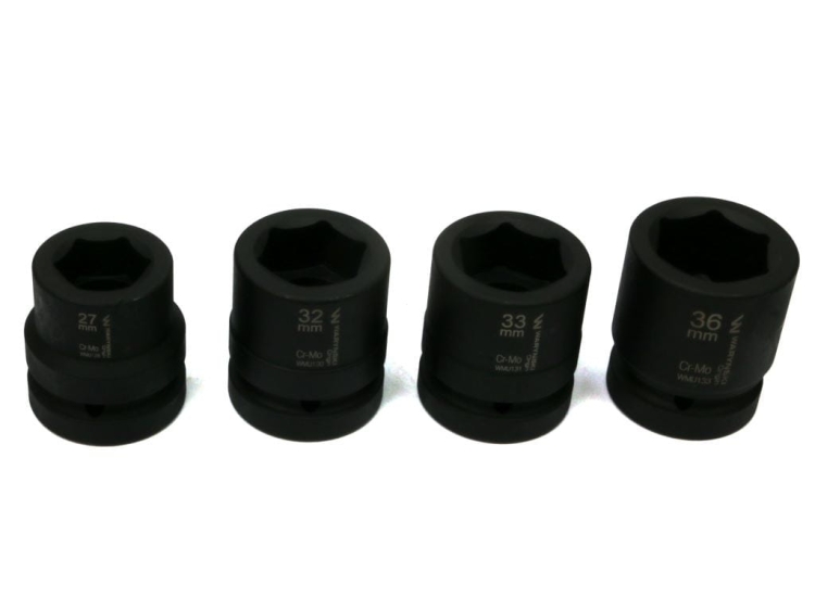 Zestaw nasadek udarowych 1" 4 cz. 27. 32. 33. 36 mm ze stali CrMo DIN 3129 Waryński 2