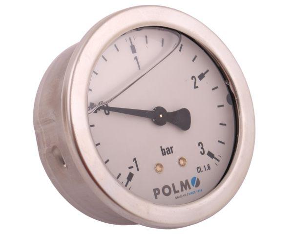 Manowakuometr glicerynowy M63 (-1 do 3 bar) tylne przyłącze G1/4 POLMO