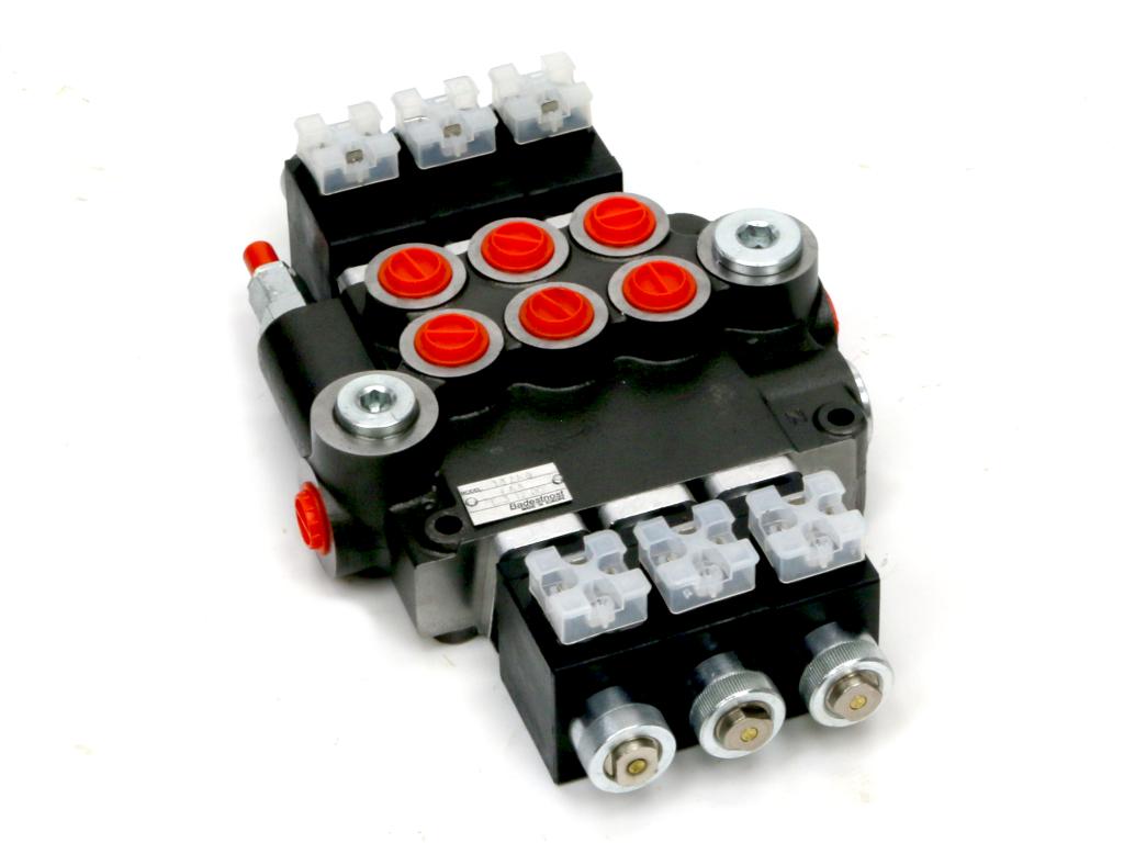 Rozdzielacz hydrauliczny 3-sekcyjny sterowany elektrycznie (12V) 80L