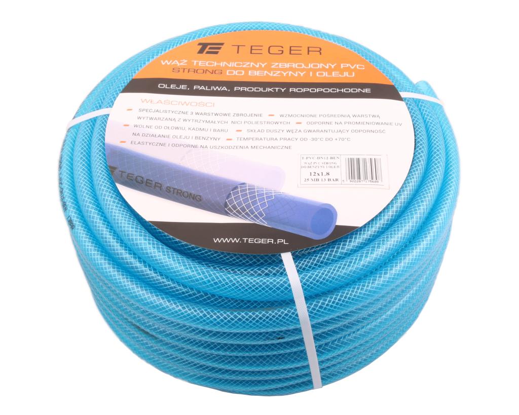 Wąż PVC do benzyny i oleju STRONG DN12 13bar TEGER (sprzedawane po 25m)