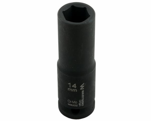 Nasadka udarowa sześciokątna długa 1/2". 14 mm. CrMo. DIN 3129. Waryński