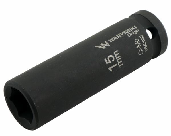 Nasadka udarowa sześciokątna długa 1/2". 15 mm. CrMo. DIN 3129. Waryński