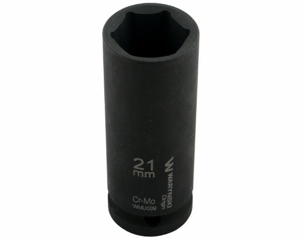 Nasadka udarowa sześciokątna długa 1/2". 21 mm. CrMo. DIN 3129. Waryński