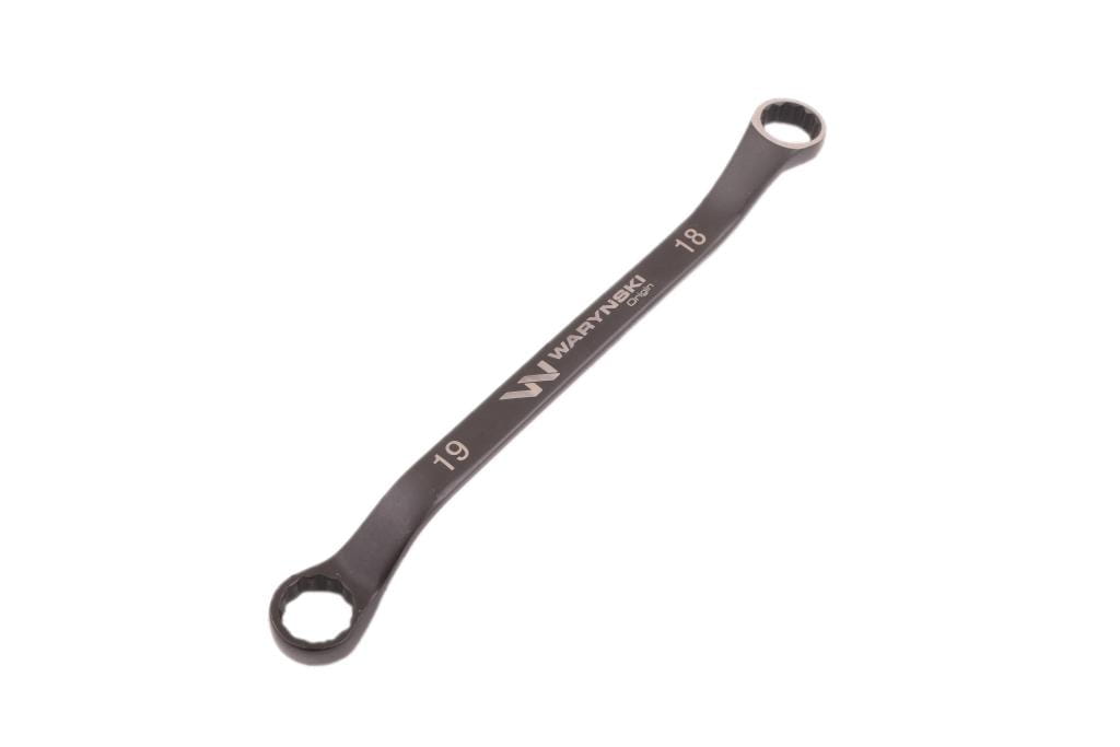 Klucz oczkowy odsadzony 18 x 19 mm CrV standard ASME B107.9 Waryński