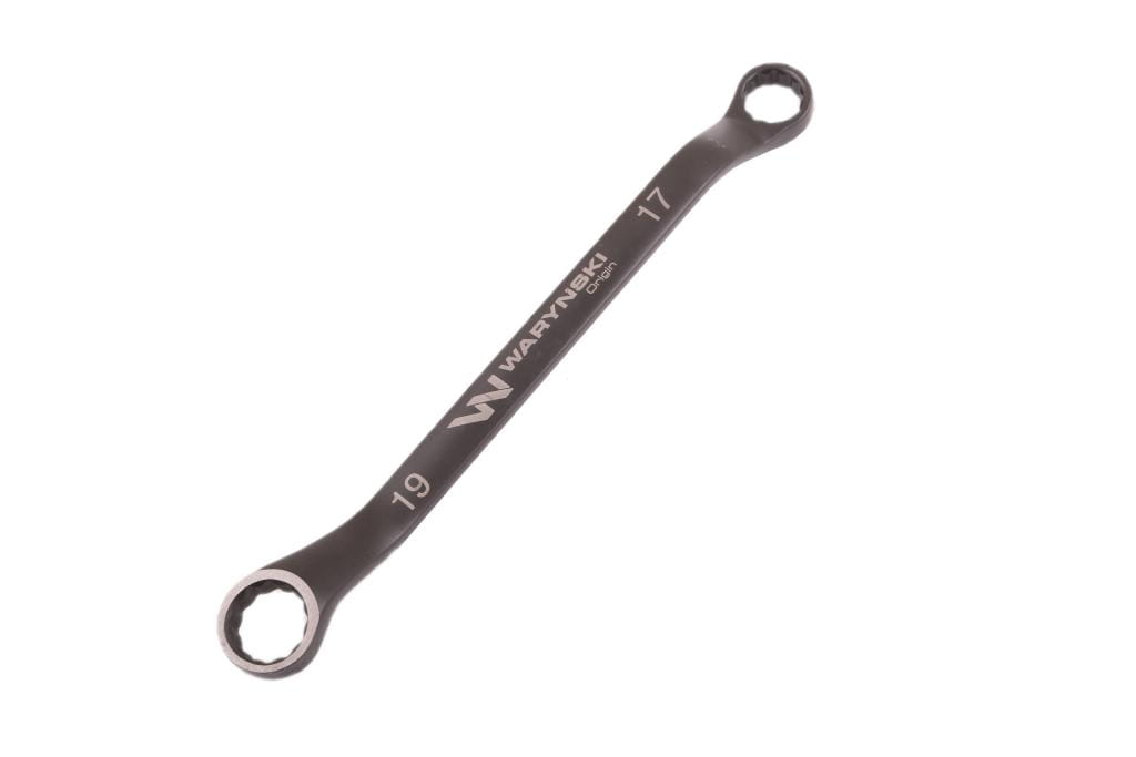 Klucz oczkowy odsadzony 17 x 19 mm CrV standard ASME B107.9 Waryński