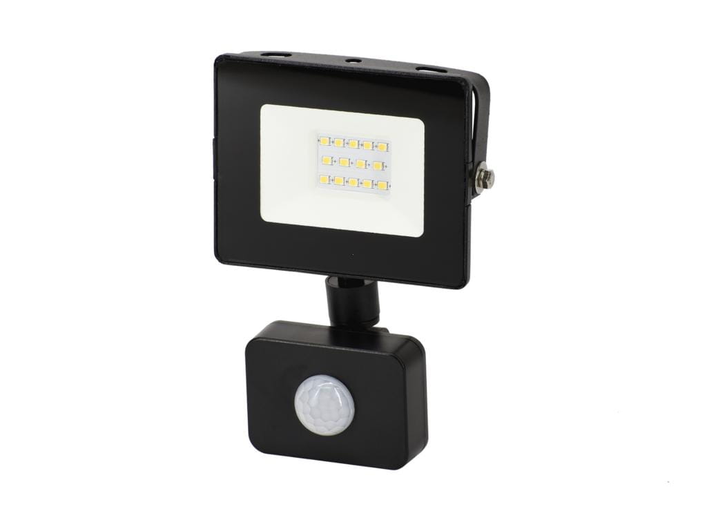 Naświetlacz LED SMD 10W 4000K 800LM IP65 CZARNY Z CZUJNIKIEM RUCHU