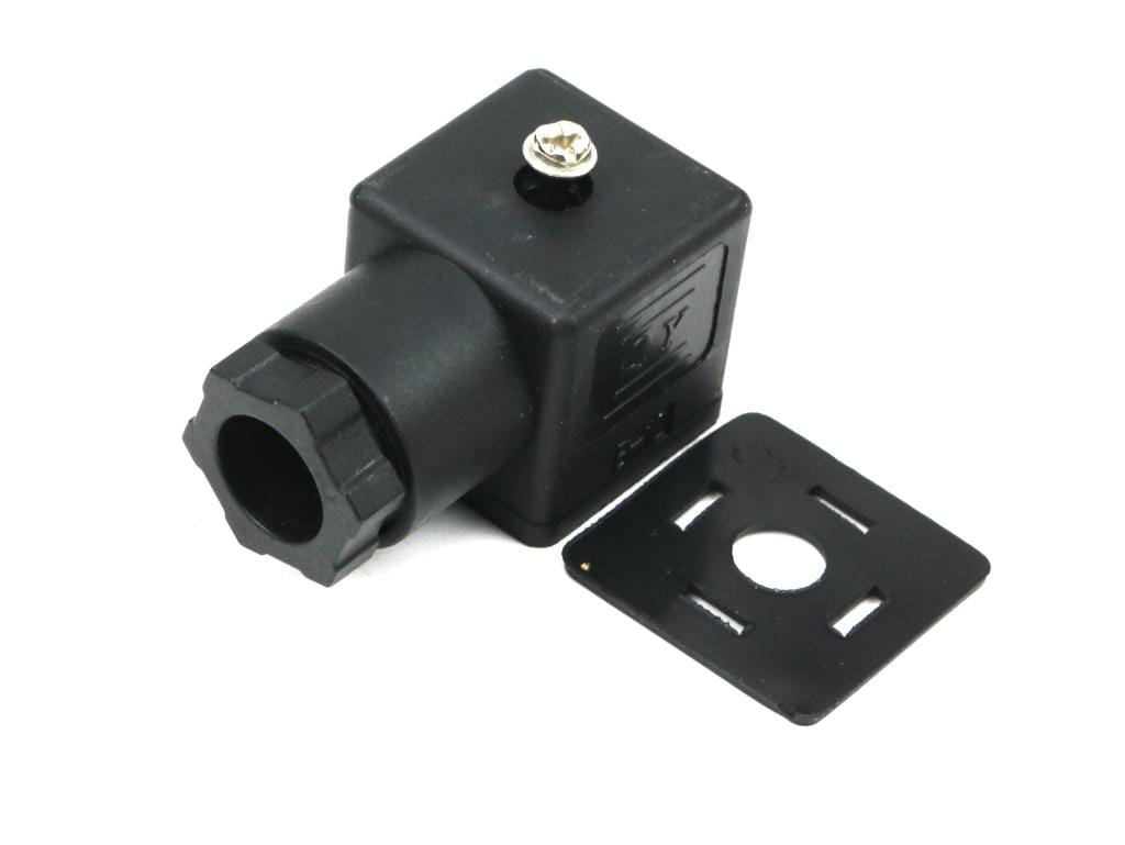 Wtyczka elektryczna (czarna) 12V 24V (SP666) do zasilania cewek elektromagnetycznych z uszczelką Waryński