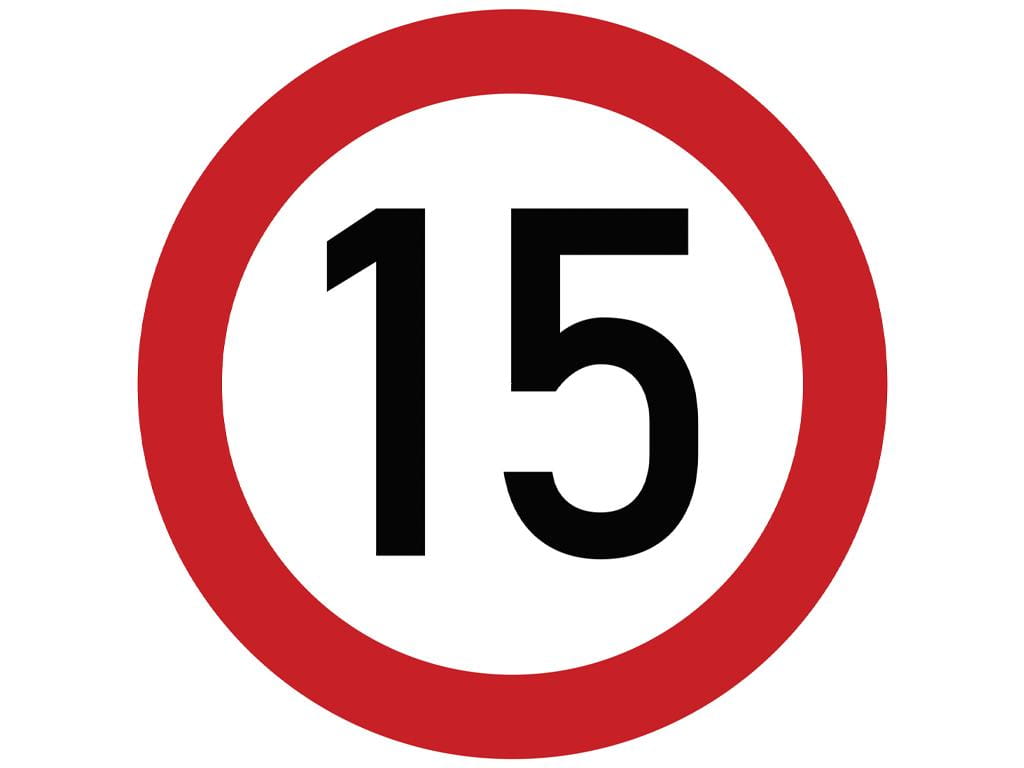 Naklejka laminowana limit prędkości 15 km/h
