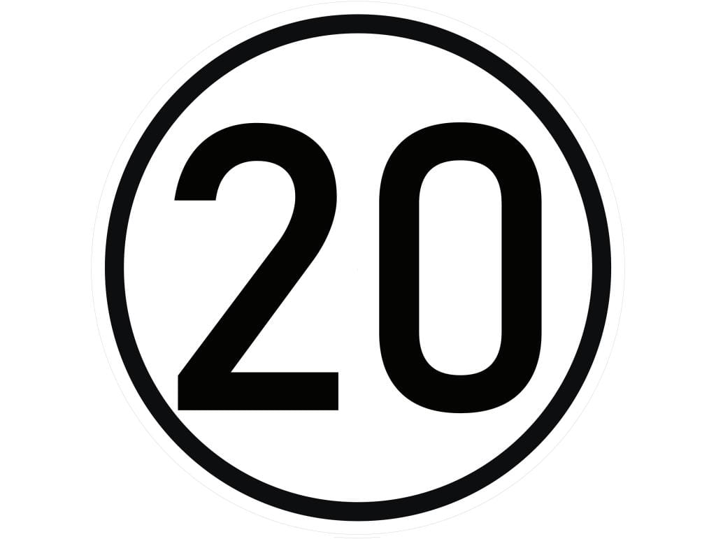 Naklejka laminowana limit prędkości v2 20 km/h