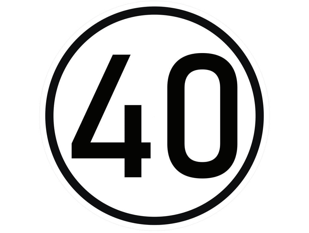 Naklejka laminowana limit prędkości v2 40 km/h