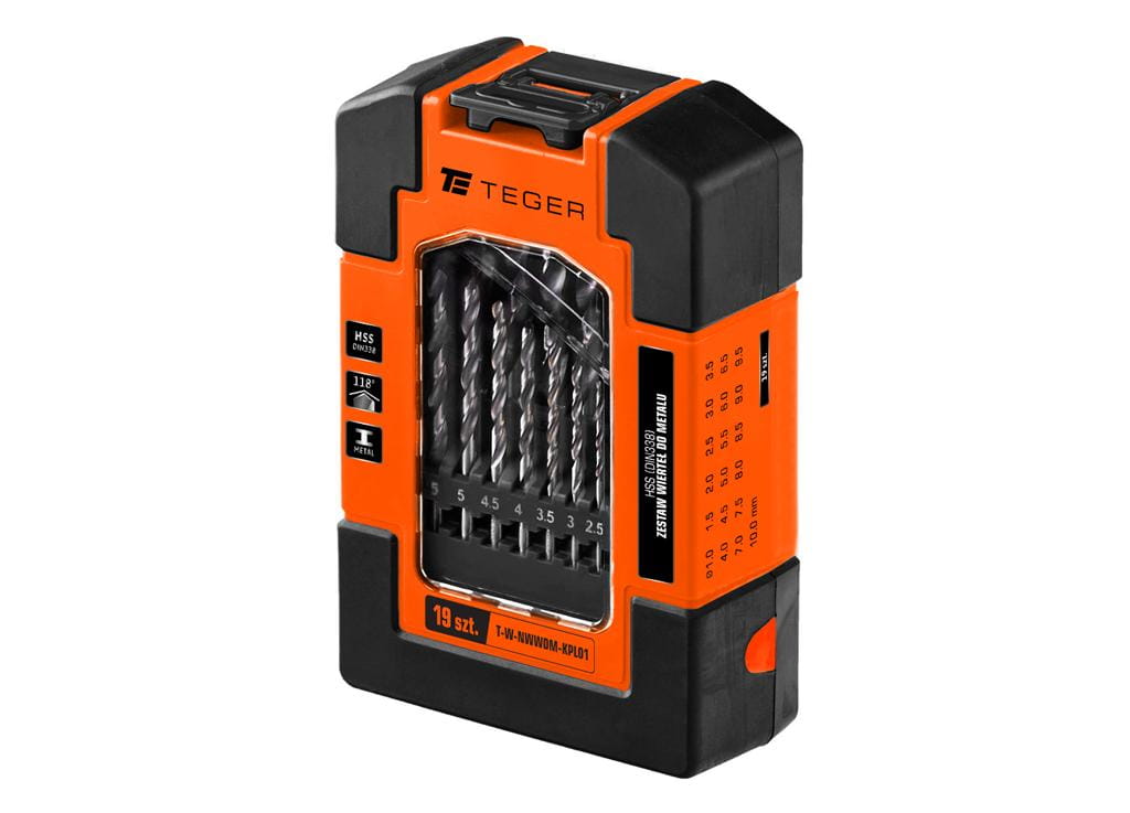 Zestaw wierteł do metalu - HSS (DIN 338) 19 SZT TEGER