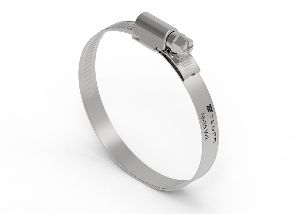 Opaska zaciskowa 16-25 ślimakowa (obejma W2 - stal nierdzewna) szerokość 9mm TEGER ( sprzedawane po 50 )