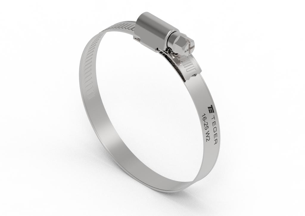 Opaska zaciskowa 16-25 ślimakowa (obejma W2 - stal nierdzewna) szerokość 9mm (blister) TEGER ( sprzedawane po 12 )