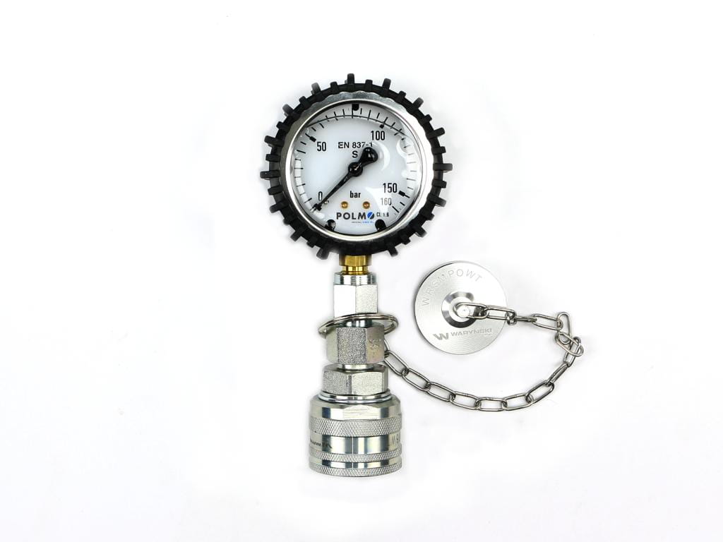 Zestaw pomiarowy ciśnienia hydrauliki z manometrem 160 bar wtyczka skręcana Waryński