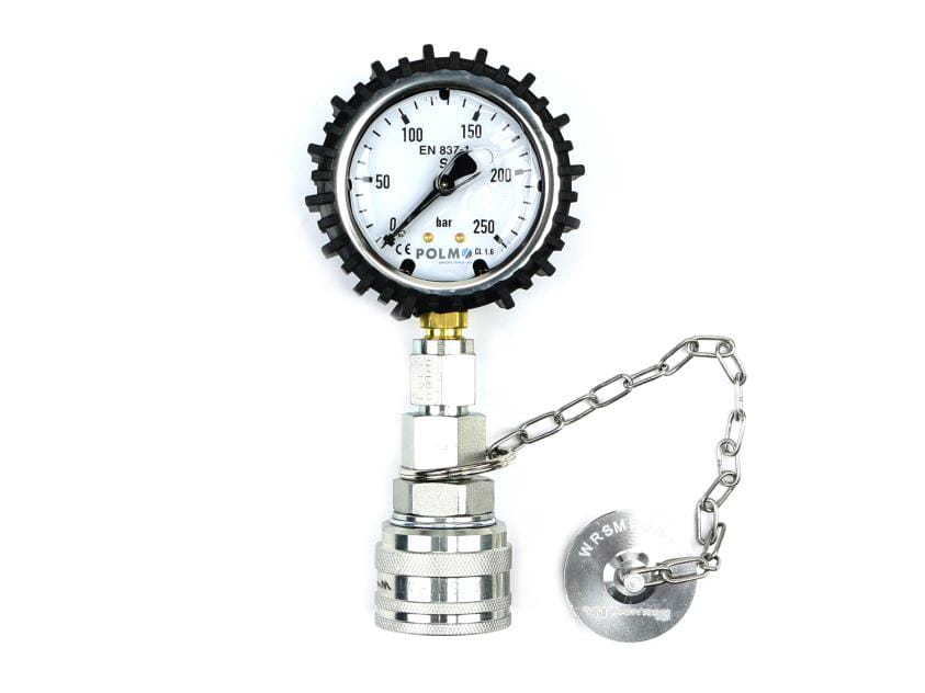 Zestaw pomiarowy ciśnienia hydrauliki z manometrem 250 bar wtyczka skręcana Waryński