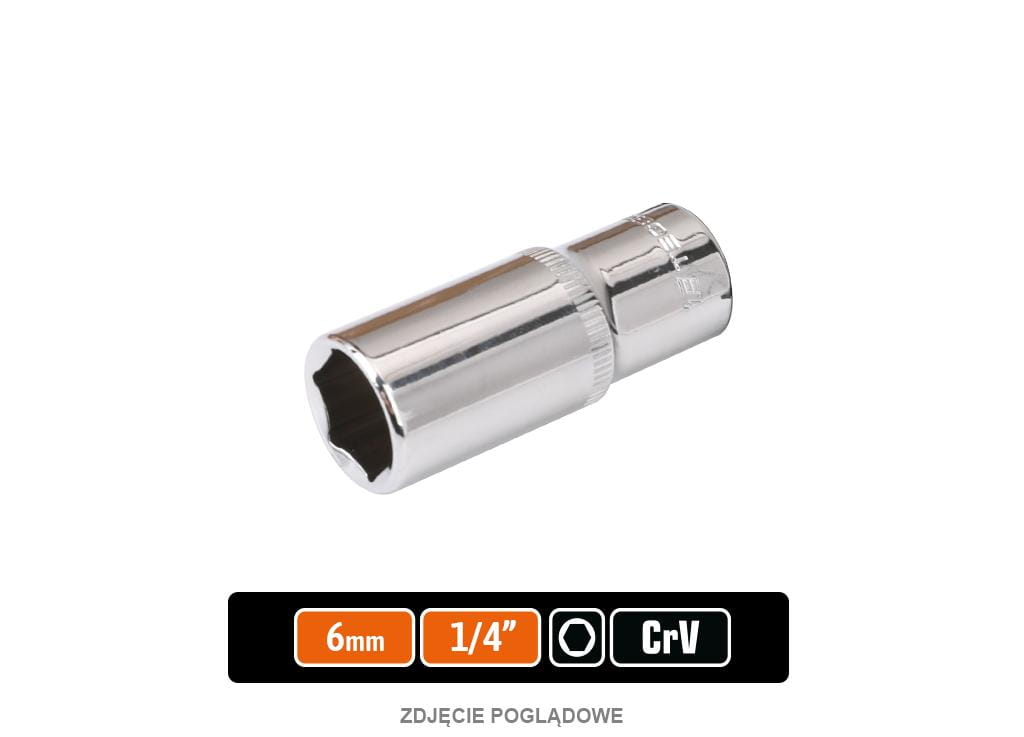 Klucz nasadowy 1/4" sześciokątny długi 6 mm TEGER