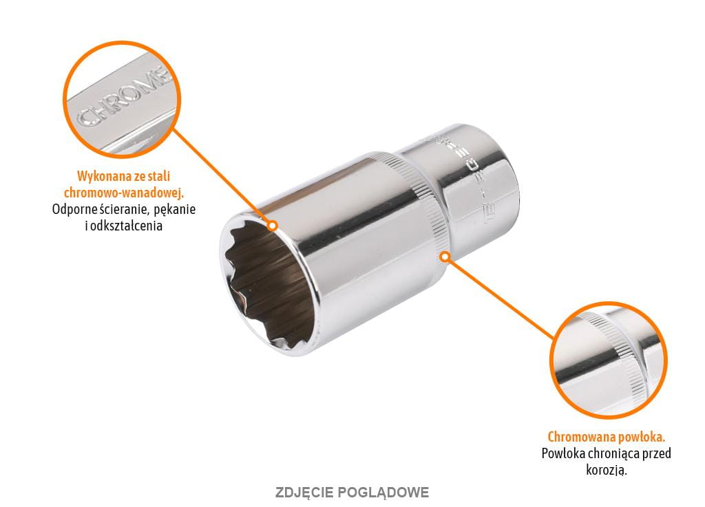 Klucz nasadowy 1/2" dwunastokątny długi 13 mm / TEGER