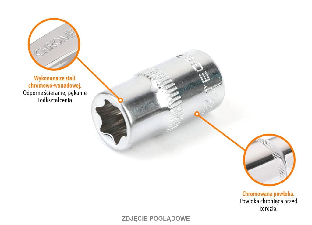 Klucz nasadowy 1/4" TORX E6 / TEGER