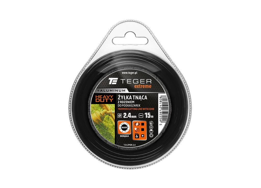 Żyłka tnąca do podkaszarek HEAVY DUTY (z rdzeniem) / Okrągła / 2.4 mm / 15 m Extreme TEGER