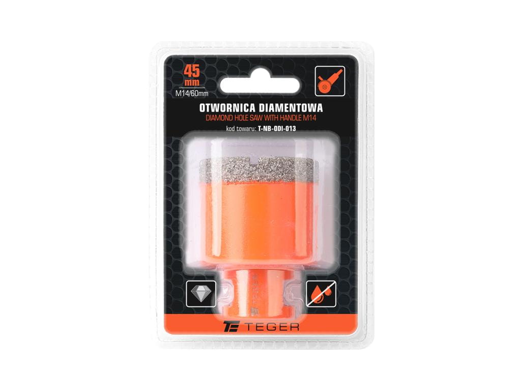 Otwornica diamentowa z uchwytem M14/45 mm / TEGER