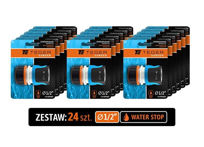 Szybkozłączka 1/2" - z waterstop Teger (opakowanie 24szt)
