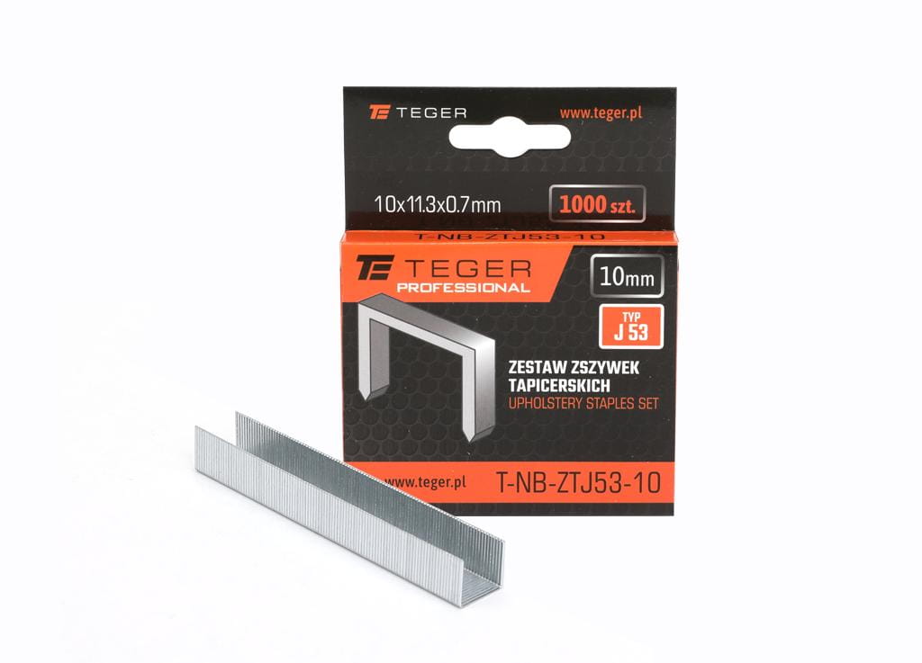 Zszywki tapicerskie typ J/53 10mm 11,3x0,7mm 1000 szt PROFESSIONAL TEGER