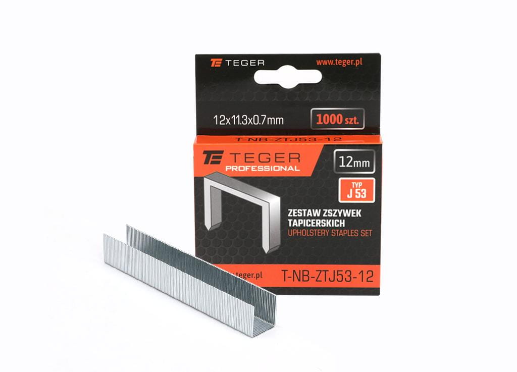 Zszywki tapicerskie typ J/53 12mm 11,3x0,7mm 1000 szt PROFESSIONAL TEGER