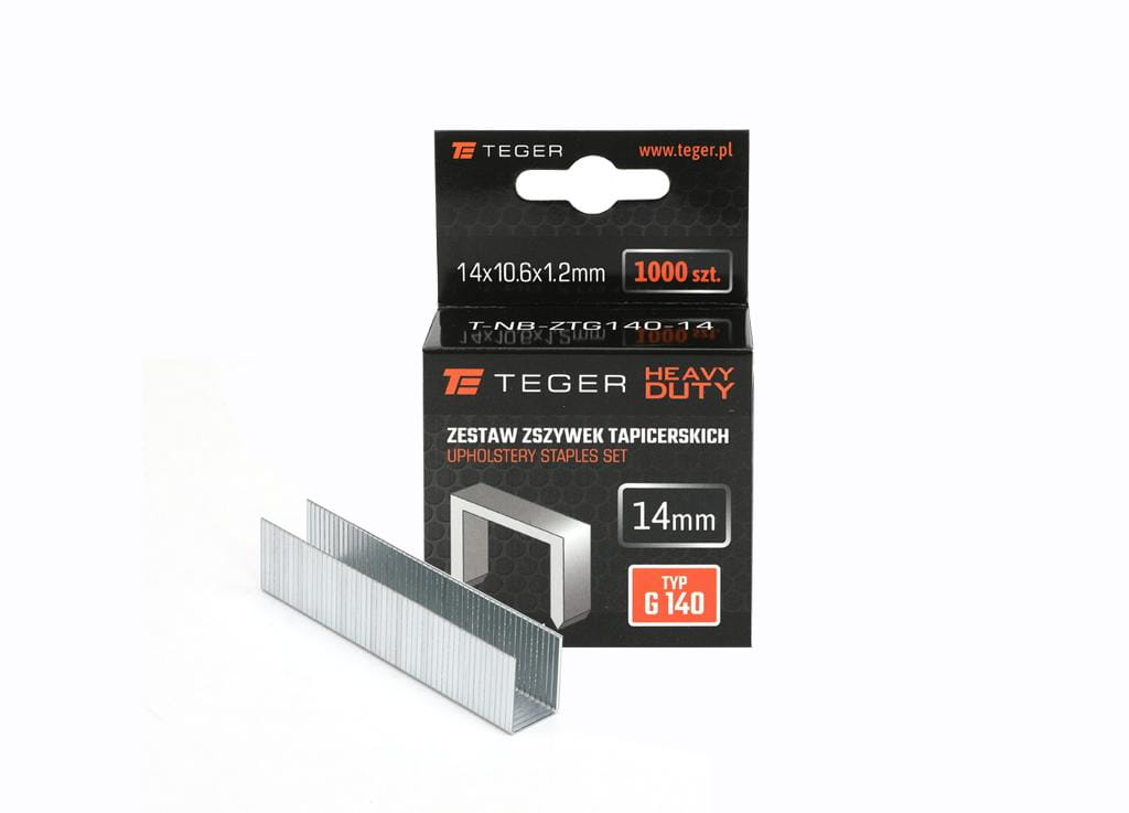 Zestaw zszywek tapicerskich HEAVY DUTY (typ G/140) 14/10,6/1,2mm / 1000 szt / TEGER