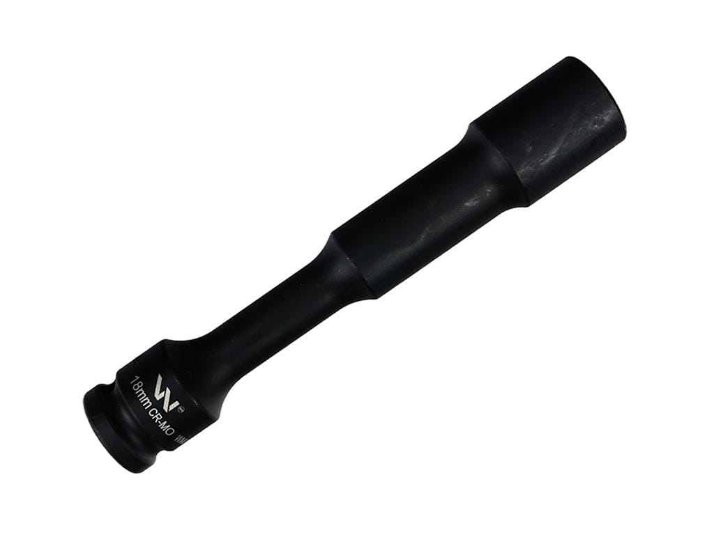 Nasadka udarowa 1/2", sześciokątna slim przelotowa ze stali CrMo 18mm długość 150 mm, stosowane w mechanice do kluczy udarowych, Waryński