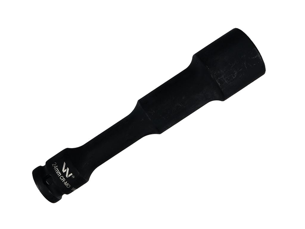 Nasadka udarowa 1/2", sześciokątna slim przelotowa ze stali CrMo 24mm długość 150 mm, stosowane w mechanice do kluczy udarowych, Waryński