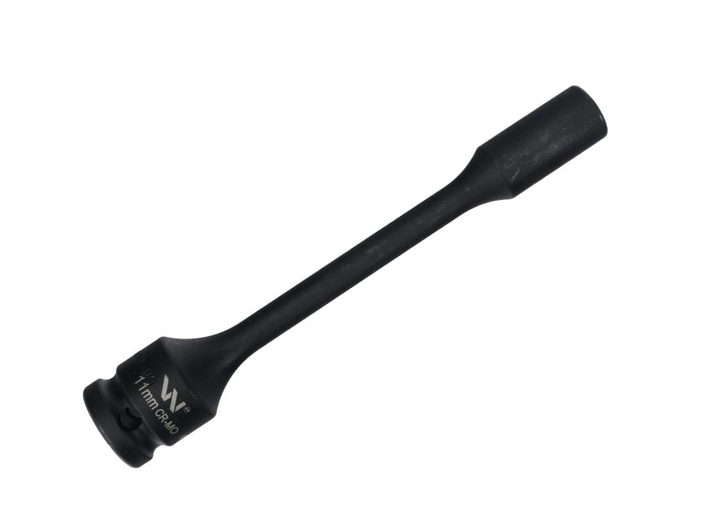 Nasadka udarowa 1/2", sześciokątna slim ze stali CrMo 11mm długość 150 mm, stosowane w mechanice do kluczy udarowych, Waryński