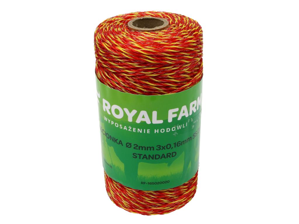 Plecionka, do elektryzatora 2mm, 3x0,16mm SS żółto-pomarańczowa 200m, Royal Farm