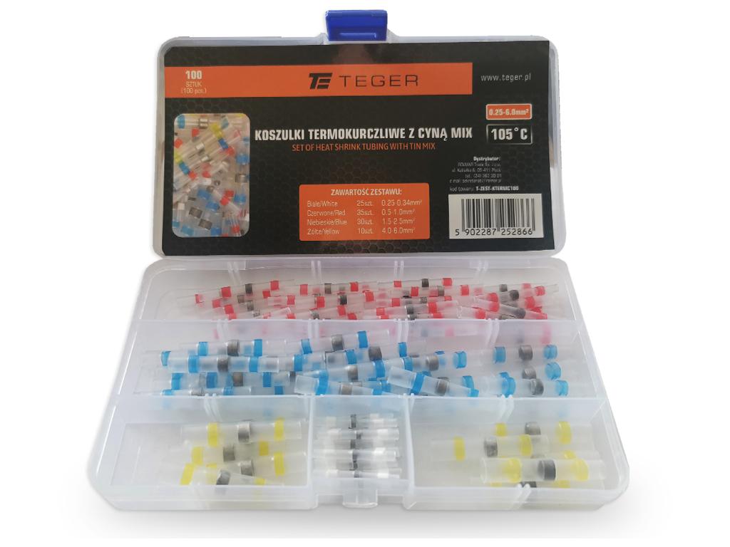 Koszulki termokurczliwe z cyną MIX zestaw 100 szt TEGER