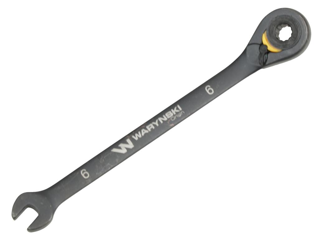 Klucz płasko-oczkowy 6mm z grzechotką podgiętą dwukierunkową 72 zęby standard ASME B107-2010 Waryński