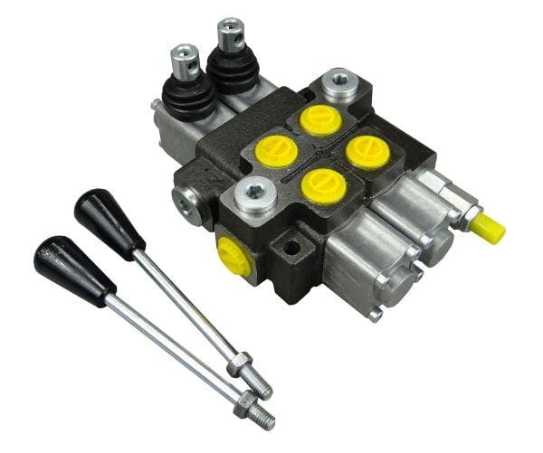 Rozdzielacz hydrauliczny 2-sekcyjny max przepływ 40L z zatrzaskami Waryński