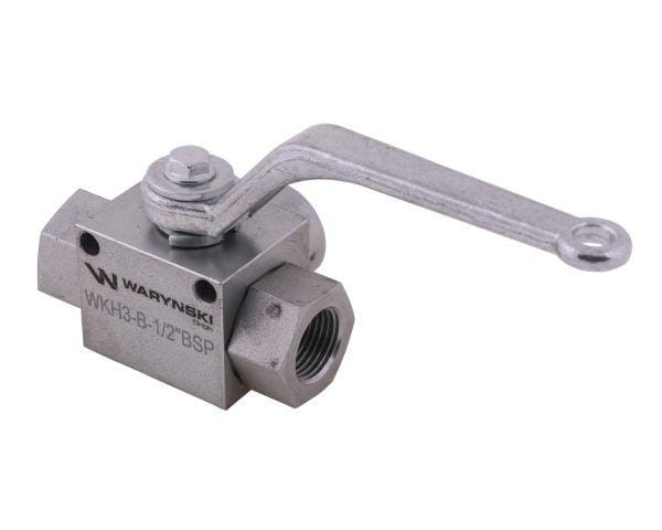 Zawór kulowy hydrauliczny 3-drogowy 3/2 - 1/2"BSP z otworami mocującymi 500 bar Waryński