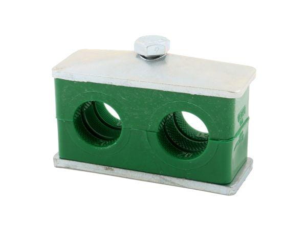 Uchwyt (obejma) podwójny kompletny do rur/węży/przewodów - rozmiar fi 25mm